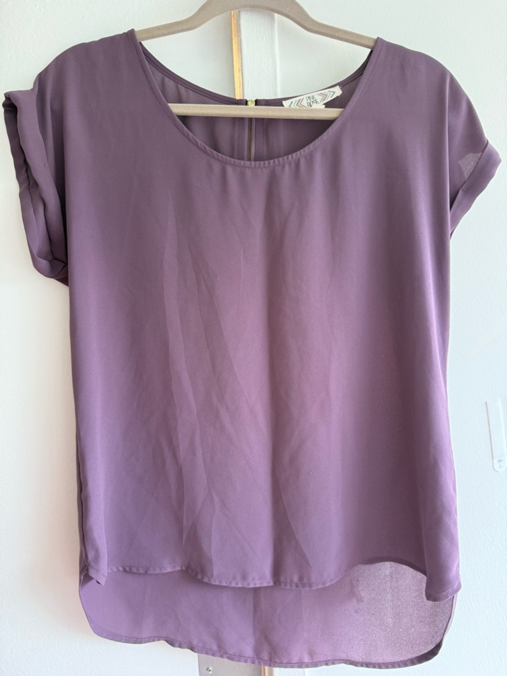 Pink Rose Lavender-Purple Short Sleeve Chiffon Blouse